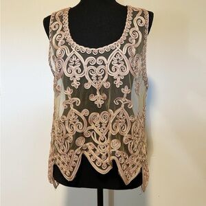 Sheer Heart-lace Sleeveless Coverup, size small-medium